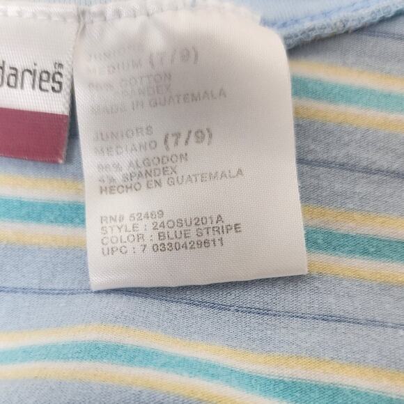 No Boundaries Lgt Blue, White ,Yellow and Teal Short Sleeve T shirt Jr. Size 7-9 - Picture 7 of 8